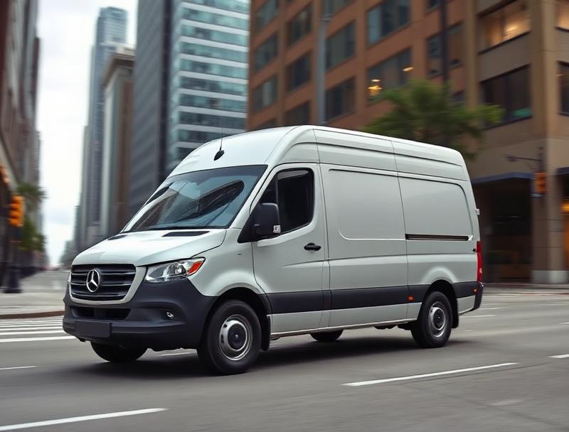 Courier van in Houston streets